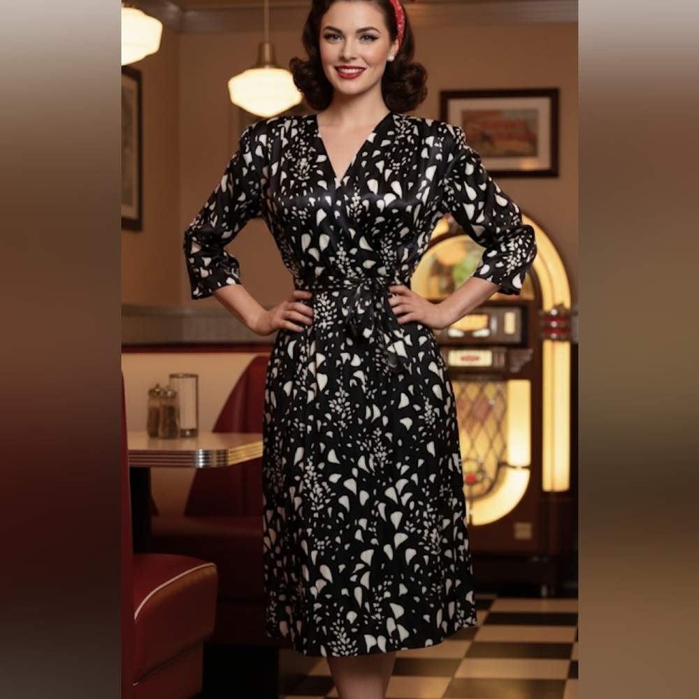 VINTAGE printed midi dress size L